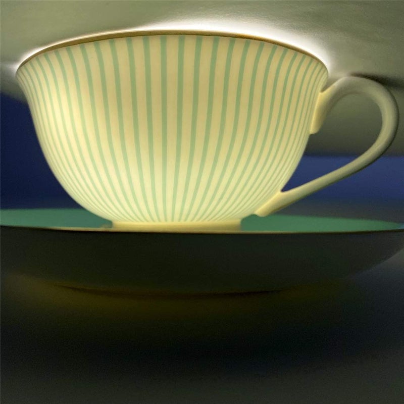 Krysclove Vintage Ceramic Teacup Elegant Coffee Cup with Spoon and Saucer Set,Royal Bone China Tea Cups (Stripe) - Image 4